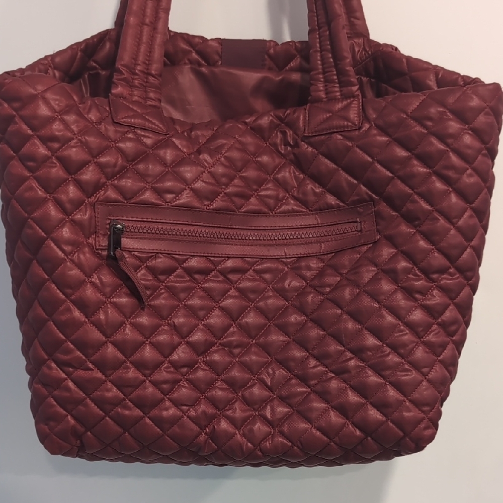 Oliver Thomas Quilted Kitchen Sink Large Burgundy Tote Bag Purse - Flaw Inside - Picture 5 of 8
